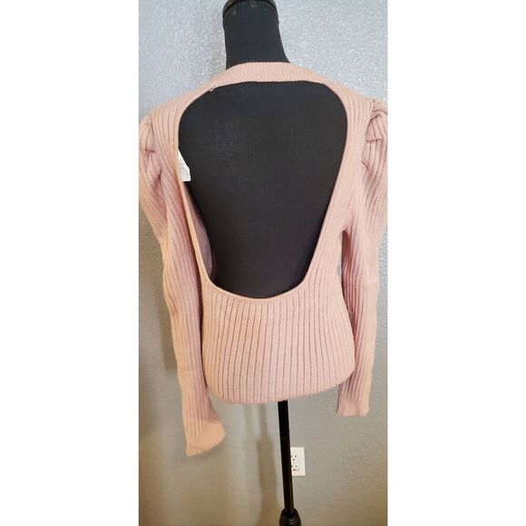 ASTR the Label Back Cut-Out Sweater Rose Pink | Trendy Open-Back Knit Top - Picture 9 of 13